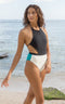 Chiloé One Piece Black, Teal and White